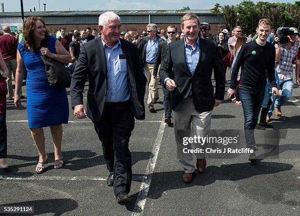 Prime Minister of Ireland Enda Kenny attends an event to meet Irish4Europe campaigners at the London v Mayo Gaelic football game on May 28, 2016 in...