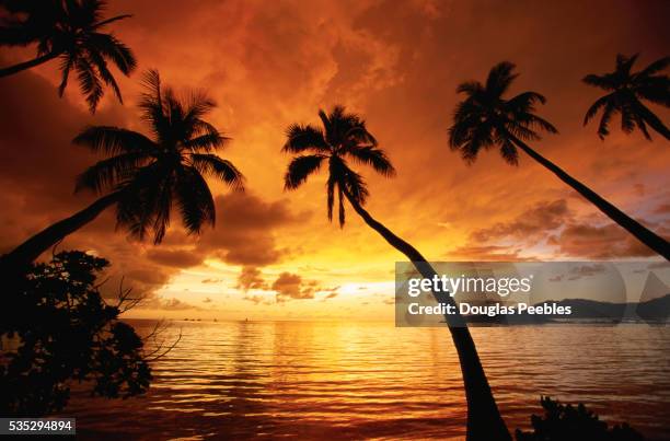 sunset from malololailai island - fiji relax stock pictures, royalty-free photos & images