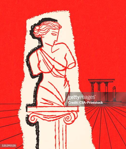 statue on a pedestal - female statue stock illustrations