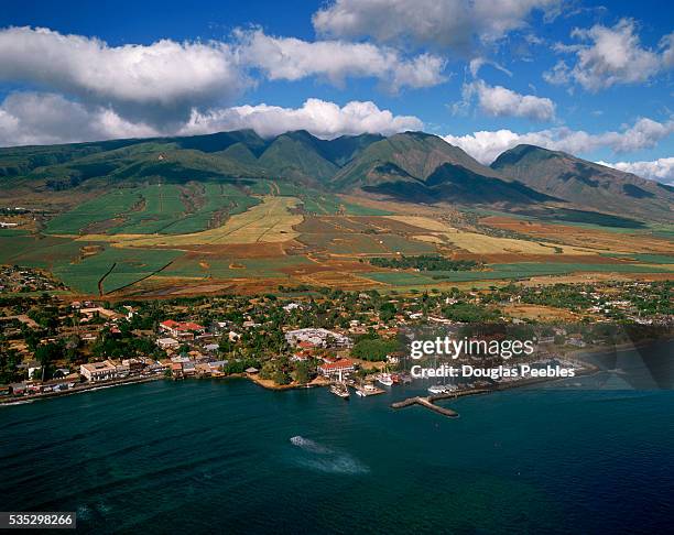 Aerial View of Lahaina on the Coast of Maui