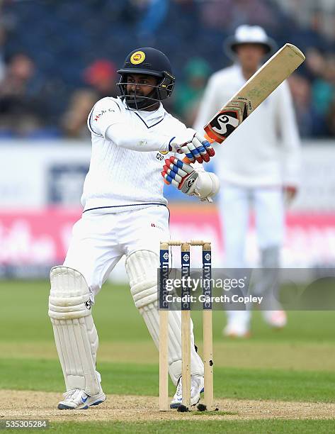 Kaushal Silva of Sri Lanka bats during day three of the 2nd Investec Test match between England and Sri Lanka at Emirates Durham ICG on May 29, 2016...