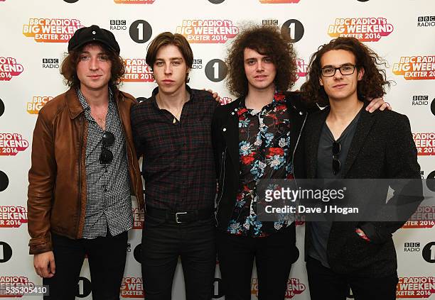 Catfish And The Bottlemen pose for a photo during day 2 of BBC Radio 1's Big Weekend at Powderham Castle on May 29, 2016 in Exeter, England.