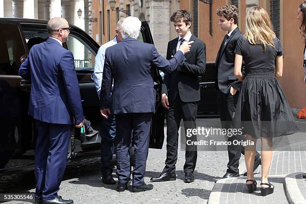 Richard Gere and his son Homer James Jigme Gere and girlfriend Alejandra Silva arrive at 'Un Muro o Un Ponte' Seminary held by Pope Francis at the...