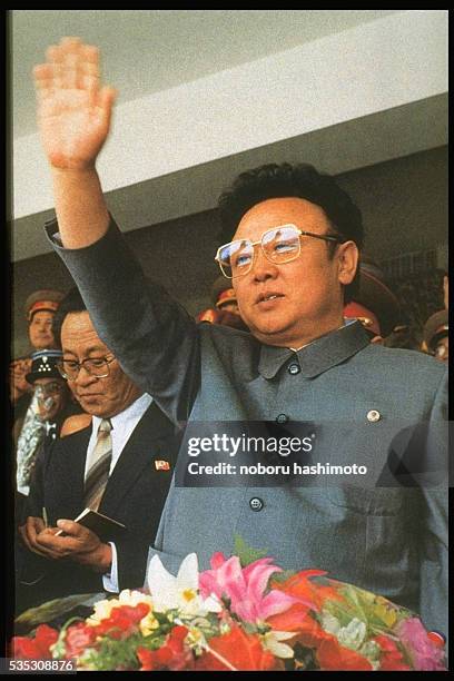 Supreme leader of North Korea Kim Jong-il celebrates the 60th Anniversary of the Korean People's Army.