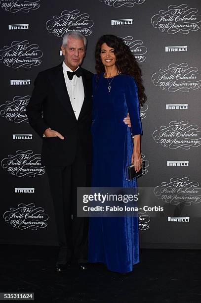 Marco Tronchetti Provera, Afef Jenin attend the Pirelli Calendar 50th Anniversary event on November 21, 2013 in Milan, Italy