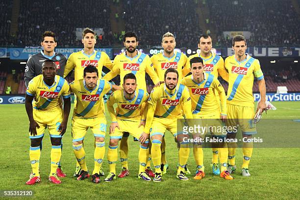 Team of Napoli before the UEFA Champions League Group F match between SSC Napoli and Arsenal at Stadio San Paolo on December 11, 2013 in Naples,...