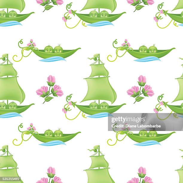 two peas in a pod baby pattern with pink flowers - like two peas in a pod stock illustrations