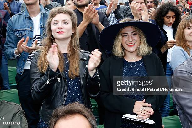 Actresses Sarah Suco and Marilou Berry attend Day Height of the 2016 French Tennis Open at Roland Garros on May 29, 2016 in Paris, France.