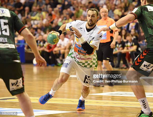 Tim Kneule of Frisch Auf Goeppingen during the game between Fuechse Berlin and FRISCH AUF! Goeppingen on May 29, 2016 in Berlin, Germany.