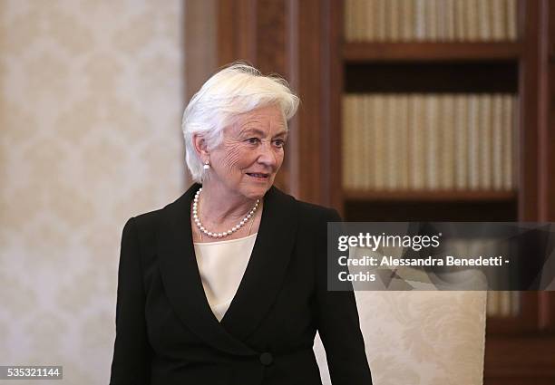 Pope Francis meets Queen Paola And King Albert II Of Belgium at the Vatican.