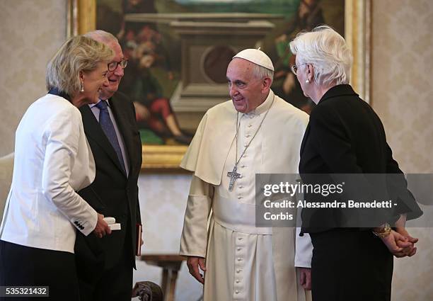 Pope Francis meets Queen Paola And King Albert II Of Belgium at the Vatican.