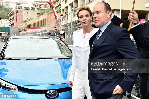 Princess Charlene of Monaco and Prince Albert II of Monaco attend the F1 Grand Prix of Monaco on May 29, 2016 in Monte-Carlo, Monaco.