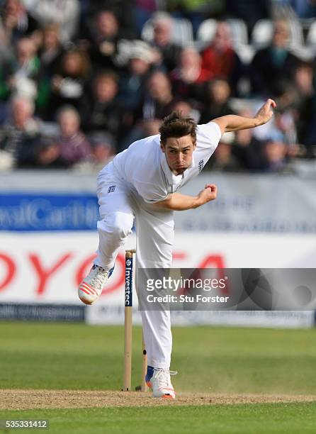 England bowler Chris Woakes in action during day three of the 2nd Investec Test match between England and Sri Lanka at Emirates Durham ICG on May 29,...
