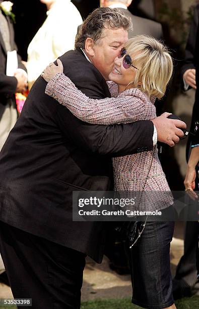 Inger Lulu and Actor Robbie Coltrane attend the wedding of musician Jools Holland and Christabel McEwen at St James's Church, Cooling on August 30,...