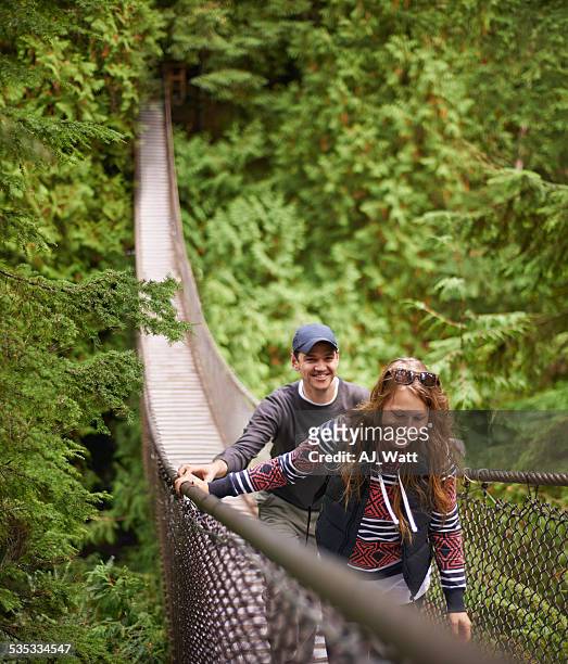 exploring their natural environment - suspension bridge stock pictures, royalty-free photos & images