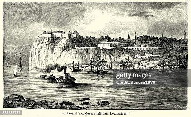 19th century north america - quebec - quebec city stock illustrations