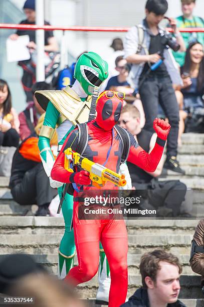 Members of The Marvel Bunnies appear on Day 1 of MCM London Comic Con at The London ExCel on May 27, 2016 in London, England.