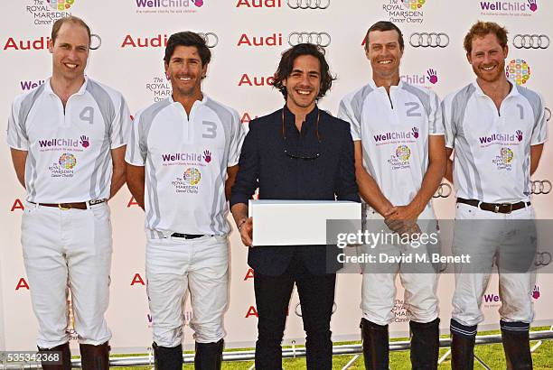 Jack Savoretti poses with Team Audi Ultra members Prince William, Duke of Cambridge, Nic Roldan, James Harper and Prince Harry attend day two of the...