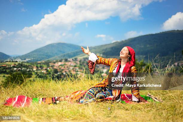 bulgarian woman with traditional dress - bulgarians stock pictures, royalty-free photos & images