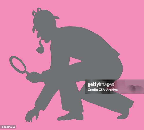 silhouette von detektiv - felsmalerei stock-grafiken, -clipart, -cartoons und -symbole