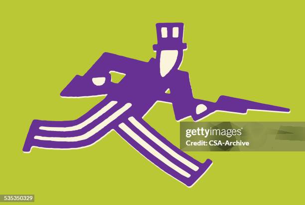 stockillustraties, clipart, cartoons en iconen met uncle sam running - grotschilderingen