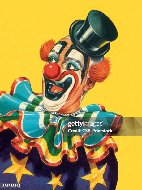 happy clown - zirkus stock-grafiken, -clipart, -cartoons und -symbole
