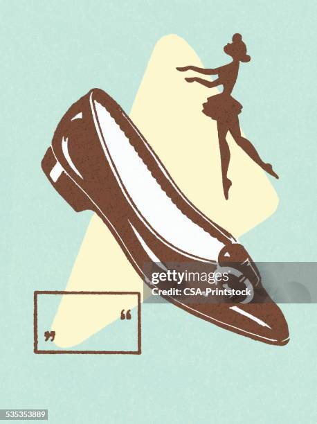 stockillustraties, clipart, cartoons en iconen met ballerina and shoe - ballet shoe