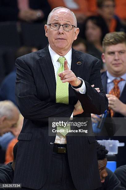 Head coach Jim Larranaga of the Miami Hurricanes directs his team during their game against the Buffalo Bulls during the first round of the 2016 NCAA...