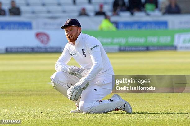Jonny Bairstow of England during day three of the 2nd Investec Test match between England and Sri Lanka at Emirates Durham ICG on May 29, 2016 in...