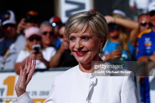 Florence Henderson arrives at the Indianapolis Motor Speedway on May 29, 2016 in Indianapolis, Indiana.