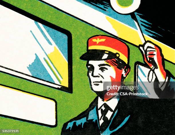 train operator - curious expression stock illustrations