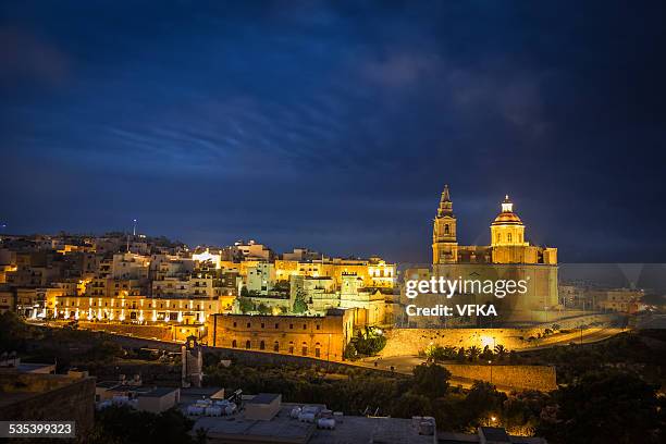 mellieha, malta at night - mellieha malta stock pictures, royalty-free photos & images