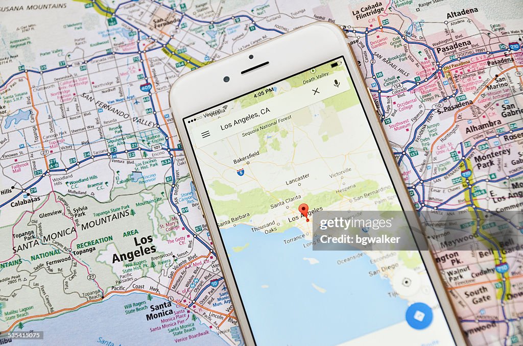 Los Angeles on iPhone and Map
