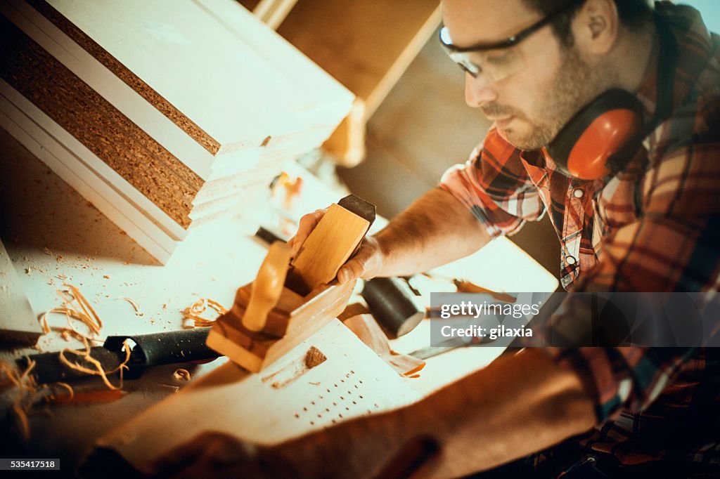 Carpentry workshop routine.