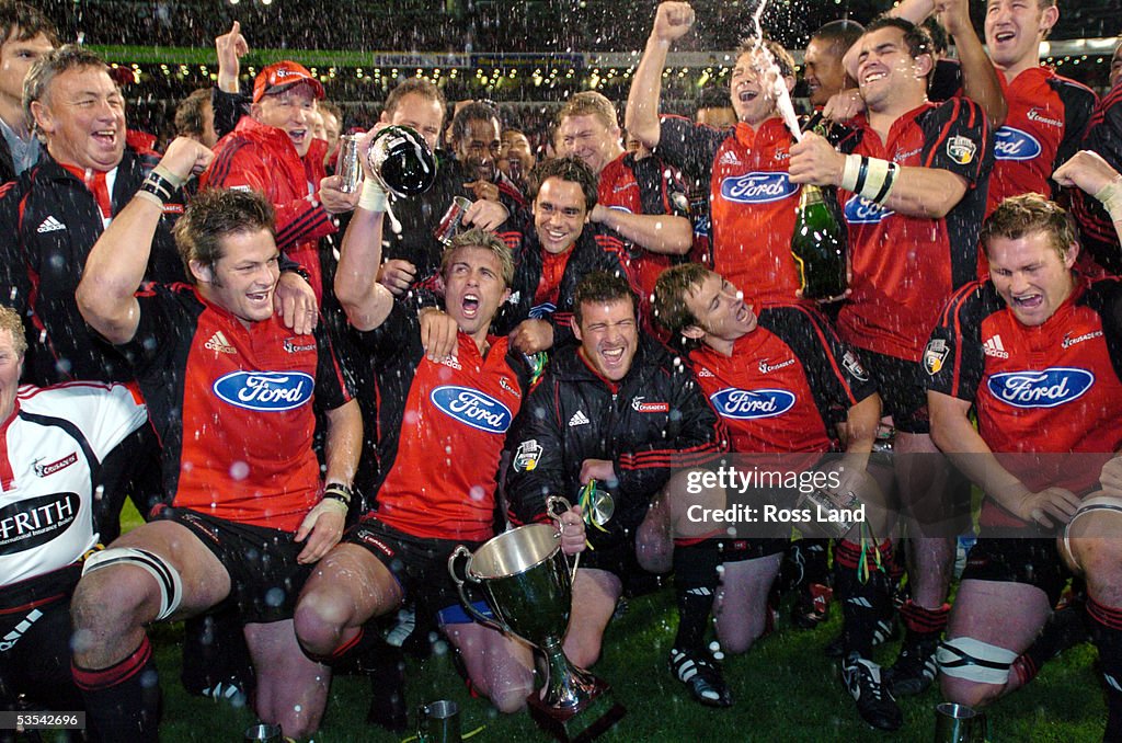 The Crusaders Celebrate With The Super 12 Trophy A