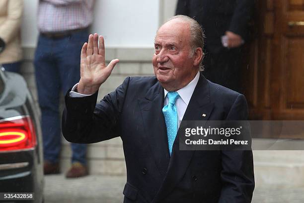 King Juan Carlos attends the wedding of Lady Charlotte Wellesley and Alejandro Santo Domingo at Illora on May 28, 2016 in Granada, Spain.