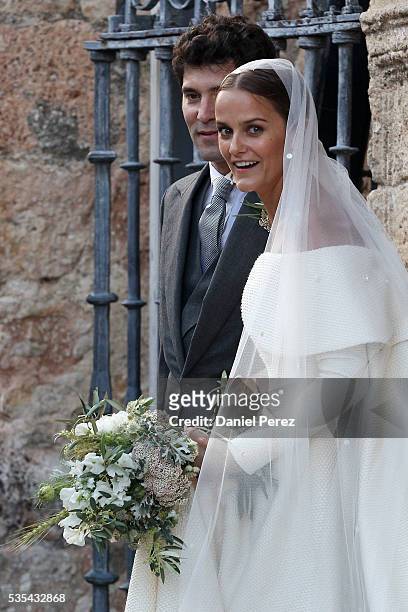Lady Charlotte Wellesley and Alejandro Santo Domingo are seen outside of the church after marrying at Illora on May 28, 2016 in Granada, Spain.