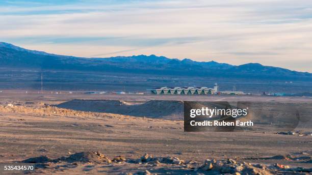 calama airport seen from the distance - región de atacama fotografías e imágenes de stock