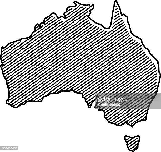 gekritzel karte von australien - australien stock-grafiken, -clipart, -cartoons und -symbole