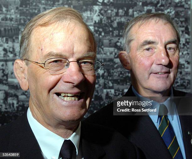 Newly elected New Zealand Rugby Union President John Graham, left and vice president Andy Leslie at the Union's AGM, Wellington, New Zealand,...