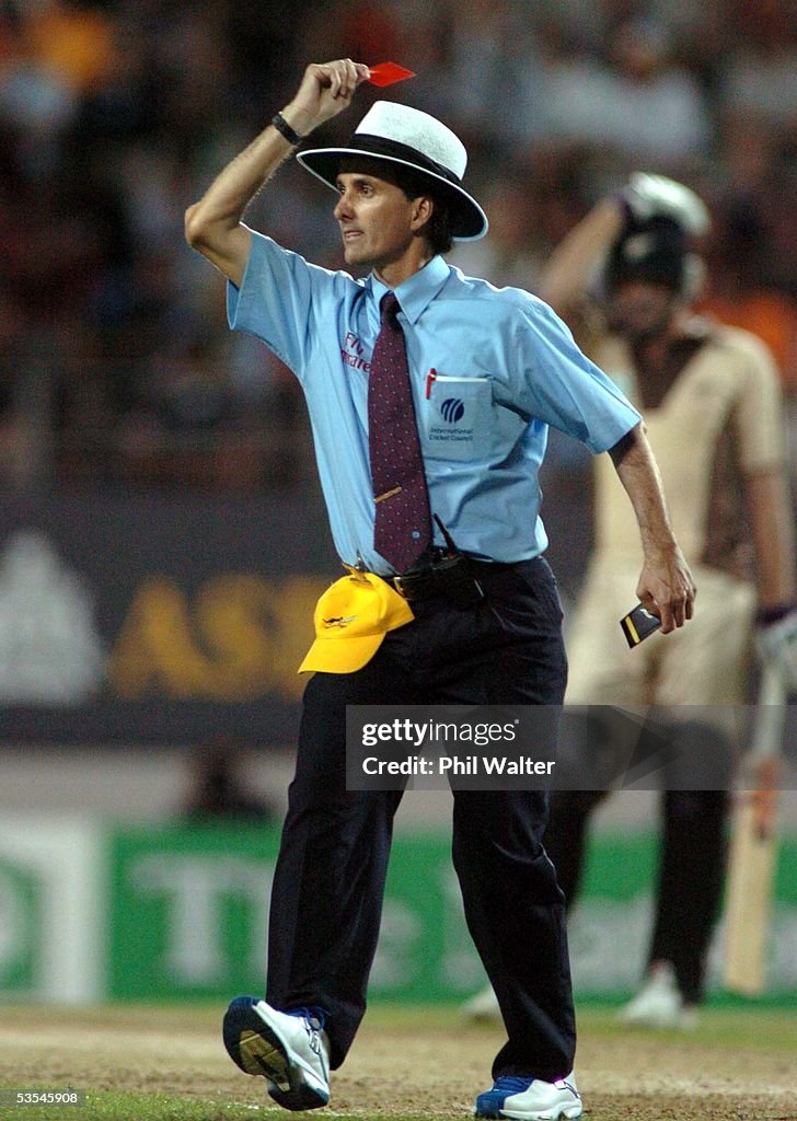 Umpire Billy Bowden Shows Australian Bowler Glen M