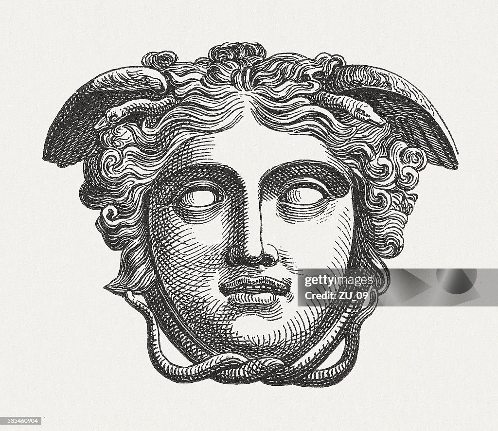 Head of Medusa, figure of the Greek mythology, published 1880