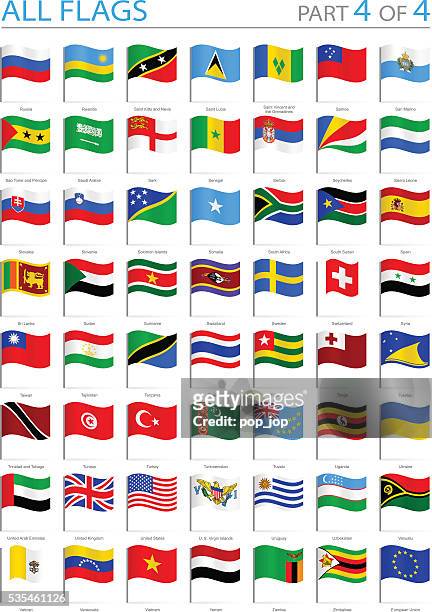 all world flags - waving pins - illustration - serbian flag stock illustrations