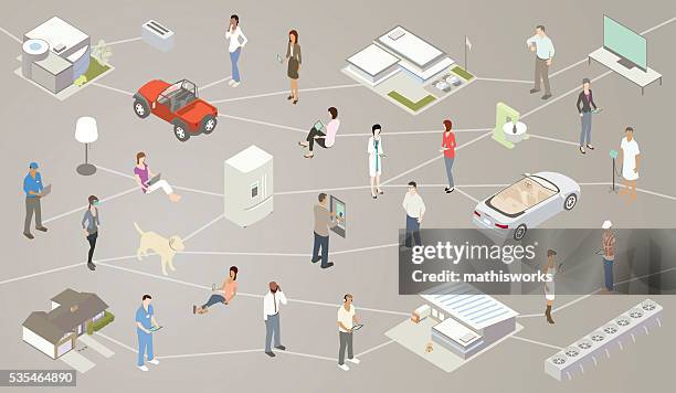 internet of things iot illustration - animals isometric stock illustrations