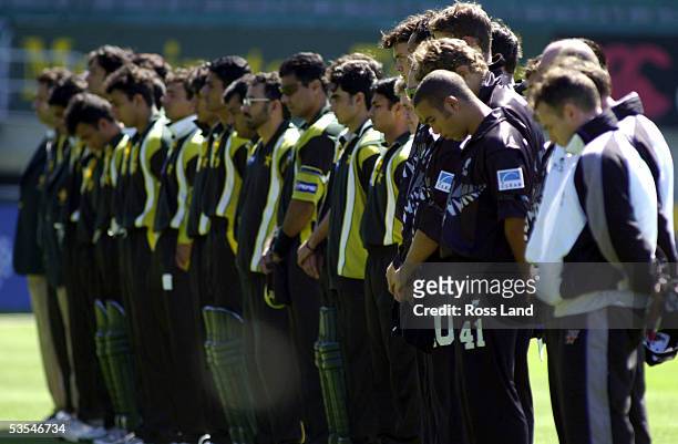 The Pakistan and New Zealand teams observe a minutes silence for Sir Donald Bradman who died earlier this week at his home in Adelaide, Australia,...