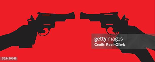 handgun standoff - confrontation stock illustrations