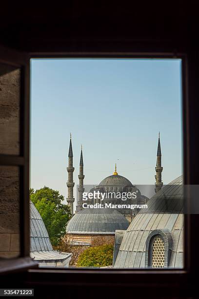 view of sultanhamet camii, the blue mosque - blue mosque stock pictures, royalty-free photos & images