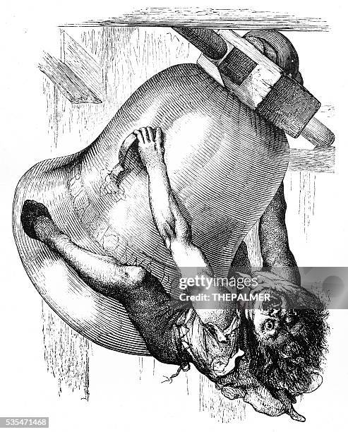 the hunchback of notre dame engraving 1888 - quasimodo stock illustrations