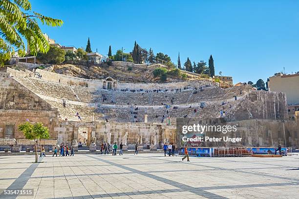 the ancient roman amphitheatre of amman - アンマン市 ストックフォトと画像