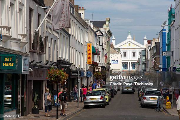 town center of st helier, jersey - jersey channel islands stock pictures, royalty-free photos & images